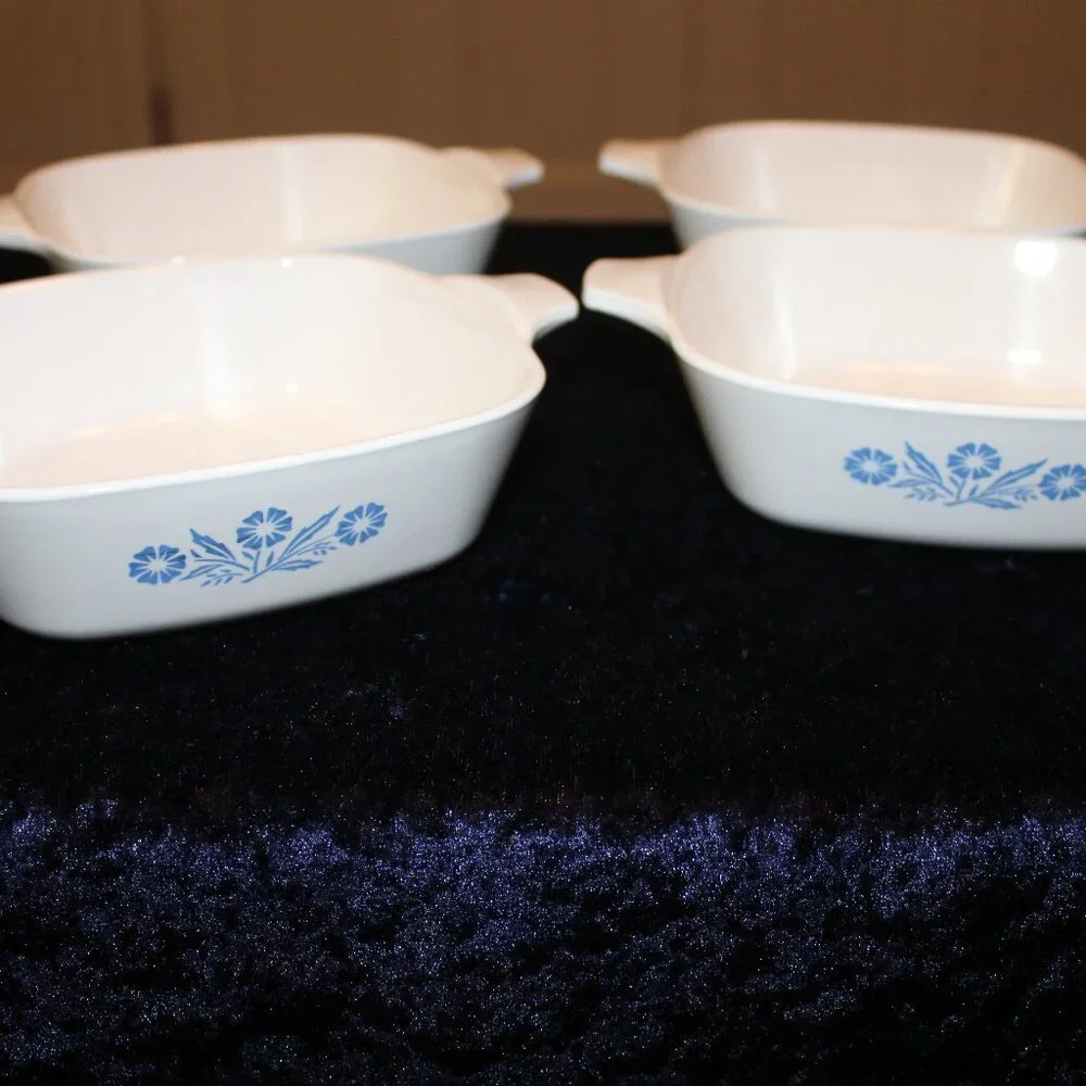 Vintage Corning Ware P-41 Petite Pan Blue Cornflower Pattern Set of 4